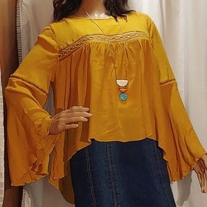 H&M high/low bell sleeve blouse